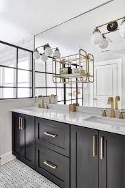 Black And White Bathroom Pictures Black White Brass Master Bathroom Summit Nj Black White Bathroom Modern Bathroomideas Bathroo Master Bathroom Modern Bathroom Bathroom Inspiration