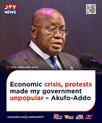 Economic crisis, protests made my government unpopular