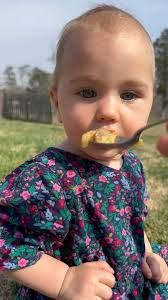 Baby Sunny loves eating outside