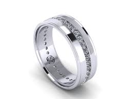 An All White Gold Version Of Our Most Popular Design In Mens Wedding Bands It Really Looks Awes Mens Wedding Bands Mens Wedding Rings Engagement Rings For Men