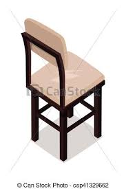 isometric wooden kitchen chair