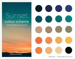 Sunset Color Scheme Instagram Instastories Highlights Etsy Teal Color Schemes Color Schemes Blue Color Schemes