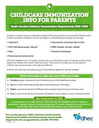 Childcare School Vaccine Requirements Scdhec