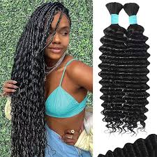 Amazon.com : Human Braiding Hair for Boho Braids 24 Inch 2 Bundles 100g  Deep Wave Bulk Human Boho Hair for Braiding 12A Virgin Curly Human Hair for  Boho Knotless Braids Human Hair