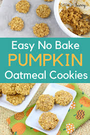 Easy No Bake Pumpkin Cookies Recipe With Oatmeal And Pumpkin Spice Perfect For Thanksgiving And Fa Pumpkin Oatmeal Cookies Pumpkin Cookie Recipe Baked Pumpkin