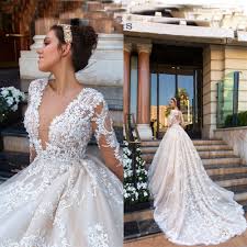 Aswy21 Fashion Luxury Long Sleeves V Neck Sexy Crystal Lace Ball Gown Cathedral Train Wedding Dresses Buy Wedding Dresses Cathedral Train Wedding Dresses Lace Wedding Dresses Product On Alibaba Com