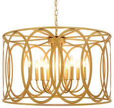 Chatrie 31 Round Distressed Gold Large Drum Pendant Chandelier Transitional Chandeliers By Lighting Boutique