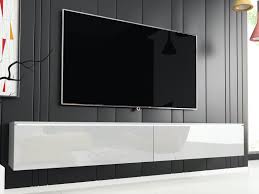 Meuble Tv Hifi Dubai 2 Portes Battantes 180 Cm Blanc Blanc Brillant Sans Led Meuble Tv Hifi Meuble Tv Meuble Suspendu