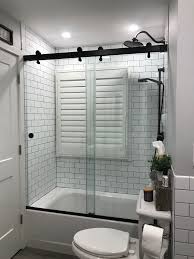 Centec Premier Barndoor Style Bypass Door In Oil Rubbed Bronze Finish Bath Shower Doors Tub Shower Doors Shower Doors
