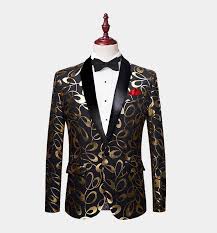 Black And Gold Jacket Mens Black And Gold Tulip Tuxedo Jacket Gentleman S Guru Black And Gold Jacket Floral Suit Men Gold Tuxedo Jacket