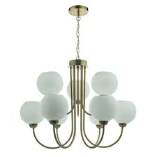 Buy globe ceiling lights & chandeliers and get the best deals at the lowest prices on ebay! 9 Light Natural Brass Chandelier With Opal Glass Globe Shades