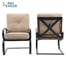 Phi Villa Patio Big X Design C Spring Metal Lounge Cushioned Chairs And Bistro Table Set Cafe Furnitur Lounge Cushions Patio Furnishings Outdoor Patio Chairs