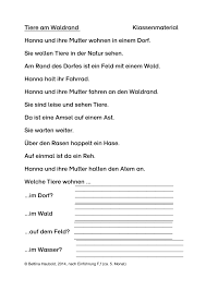 Tiere Am Waldrand Klassenmaterial Und Forderblatt Unterrichtsmaterial Im Fach Deutsch Erste Klasse Deutsch Lernen Volk Und Wissen