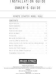 Bulldog Security Remote Starter Rs82 Users Manual