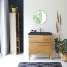 Waschtisch Aus Eiche Mit Waschbecken Aus Lavastein 80 Easy Waschtische In 2020 Waschtisch Waschbecken Schminkschrank