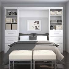This murphy bed with desk constitutes a perfect transition between the modern and the past. Boutique Full Wall Bed With Two Storage Units And Drawer In White In 2021 Modern Murphy Beds Murphy Bed Plans Wall Bed