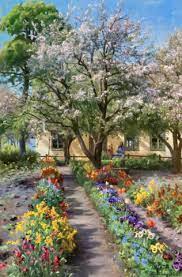 Für sie von experten einfach erklärt. Monsted Bluhender Garten Im Fruhling Kunstdruck Leinwandbild Gerahmtes Bild