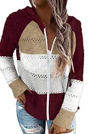 Maybe you would like to learn more about one of these? Biucly Womens Stripes Color Block Knit Sweater Zip Up Hoodies Long Sleeve Lightweight Drawstring Jacket Pullover Sweatshirts Sweaters For Women Fall Winter Us 16 18 Xl Red Brown White Grey Pricepulse