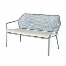 Gartenbank 2 3 Sitzer Aus Maldives Gartenbank Metall Gartenbank Blaue Kissen