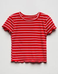 Black And White Striped Top Short Sleeve Get Her This With The Jeans And Something Just Like This Red White Crop Tee Lol Or If Not Get Any Co Latest Fashion For Girls Girl Outfits Crop Tops For Kids