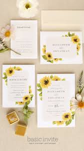 Bright And Cheerful Sunflowers Frame This Wedding Invitation Suite Pictured Sunflower Sunflower Wedding Invitations Wedding Frames Wedding Invitations Rustic