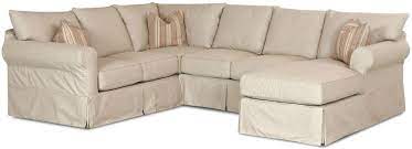 Keep your sofa in pristine condition all year round. Klaussner Jenny Slip Cover Sectional Sofa With Right Chaise H L Stephens Sectional Sofas