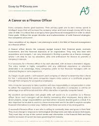 Also known as chief financial officers, these professionals are tasked with developing budgets, monitoring transactions, and preparing financial reports. A Career As A Finance Officer Phdessay Com
