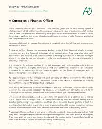 Those who can also handle international finance and the increasingly complicated world of financial instruments. A Career As A Finance Officer Phdessay Com