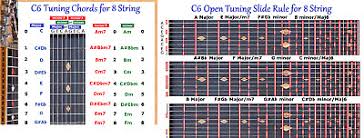 C6 Chord Slide Rule Charts For 8 Eight String Lap Steel Guitar 2 Laminations Ebay