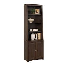 The virginia bookcase door set features a rich espresso woodgrain laminate finish that is scratch, dent and water resistant. Prepac Slant Back Bookcase With Shaker Doors In Espresso Esbh 0002 1