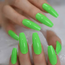 One of the main things to bear. Green Artificial Coffin Fake Nail Long Pure Fluorescent Color Flat Head Acrylic Nail Set Manicure Tool Finger Nails False Nails Aliexpress