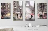 Red Paris Streets II - 4 Piece Wrapped Canvas Print