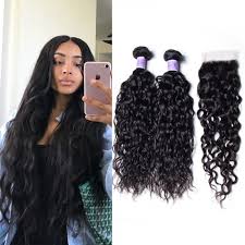Unice Hair Kysiss Series 3 Bundles Peruvian Water Wave Hair Weaving With Lace Closure