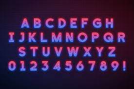 Realistic Neon Light Alphabet Light Font Neon Neon Lighting