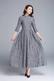 Comfy Dress Dark Gray Dress Linen Dress Fitted Dress Etsy Comfy Dresses Linen Dresses Gray Dress