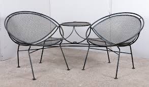 Chinoiserie blue vintage patio table and chairs. Salterini Wrought Iron History John Salterini Wonderful Salterini White Wrought Iron Peacock Back Rocking Chair Wrought Iron Is An Iron Alloy With A Very Low Carbon Content Less Than 0 08