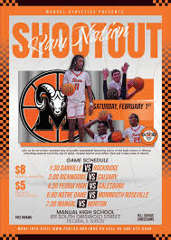 Good afternoon, I have attached the flyer for the Varsity Boys BB Shootout  at Peoria Manual this Saturday at 6pm.