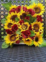 Check Out This Item In My Etsy Shop Https Www Etsy Com Uk Listing 727450105 Sunflower And Red Rose Flower Wa Flower Wall Sunflowers And Roses Red Rose Flower