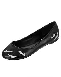 Black And White Flats Banned Bat Shoes Flats Black White Ballerinas Ballet Pumps Goth Punk Vampire Fashion Shoes Flats Goth Shoes Black And White Flats