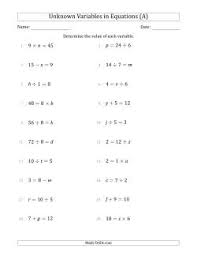 There are 10 questions on each page with answers on the second page. Algebra Worksheets