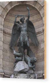 St michael the archangel statue. Paris Saint Michael Archangel Statue Monument Saint Michael Slaying The Devil Wood Print By Kathy Fornal
