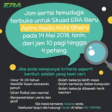 Browse by category home disclaimer contact. Era Ø¹Ù„Ù‰ ØªÙˆÙŠØªØ± Selamat Pagi Sesiapa Yang Cari Kerja Kosong Kitorang Perlukan Korang Untuk Skuad Era Baru Di Kota Bharu Kelantan Korang Boleh Pergi Interview Harini Ok Kerjakosong Https T Co H47w9yj42v