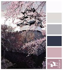 Cherry Blossom White Grey Lilac Dusk Pink Lilac Blush Designcat Colour Inspiration Board Japan Travel Destinations Japan Spring Cherry Blossom Bedroom