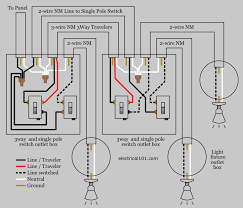 A line diagram and wiring schematic of a combination switch with a light and a fan. Multiple Switch Wiring 3 Way And Single Pole Electrical 101