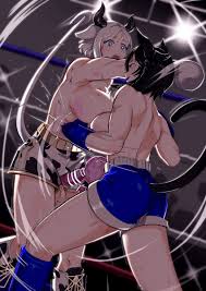 Rule 34 - 2futas Animal Ears Areolae Black Hair Boxing Gloves Boxing Ring  Breasts Cat Tail Clothed Clothing Condom Cowgirl Cum Dickgirl Duo  Ejaculation Erection Futa Futa On Futa Futa Only Futanari