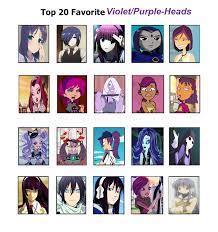 Eye color (green ), apparent gender (), hair color (purple ), hair length (to shoulders ), apparent age (teen ), animal ears (no) characters anime voiced by members details left details right tags genre quotes relations My Top 20 Favorite Violet Purple Haired Characters By Innocenceandinstinic On Deviantart
