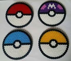 Sous Verre Pokeball 8 5x8 5cm Pokemon Coaster Perler Hama Bead Perler Bead Templates Perler Bead Art Diy Perler Beads