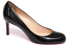 Christian Louboutin Black Patent Leather Pump Simple 70mm Round Toe He Evesherfashion