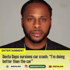 Dexta Daps is counting his blessings after a recent motor vehicle  accident., The dancehall star shared a video of the damaged car