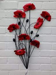 Metal Wall Art Black Stem Poppies Iep Q 36 Amazon Co Uk Kitchen Home Metal Wall Art Wall Art Art